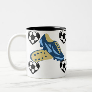 Caneca De Café Em Dois Tons Crachás de Amor de Futebol 