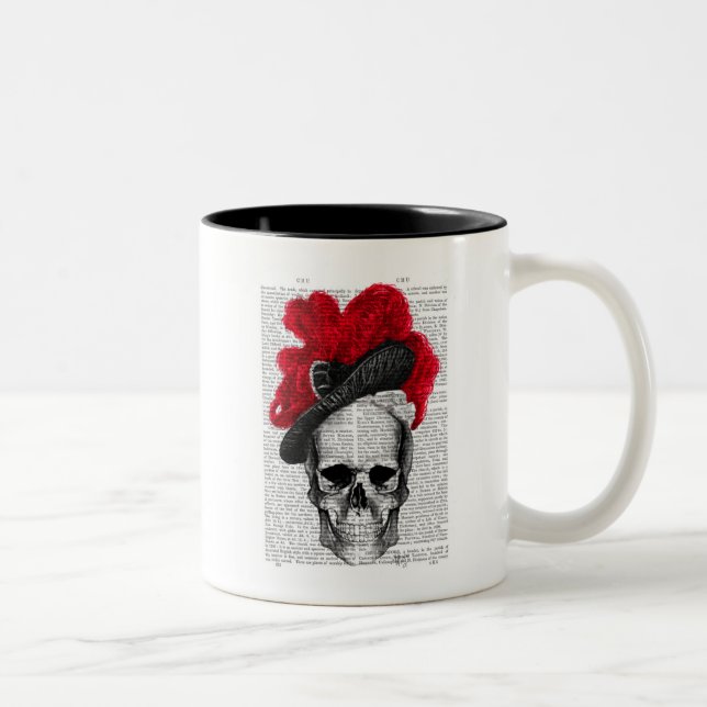 Caneca De Café Em Dois Tons Crânio com Red Hat (Direita)