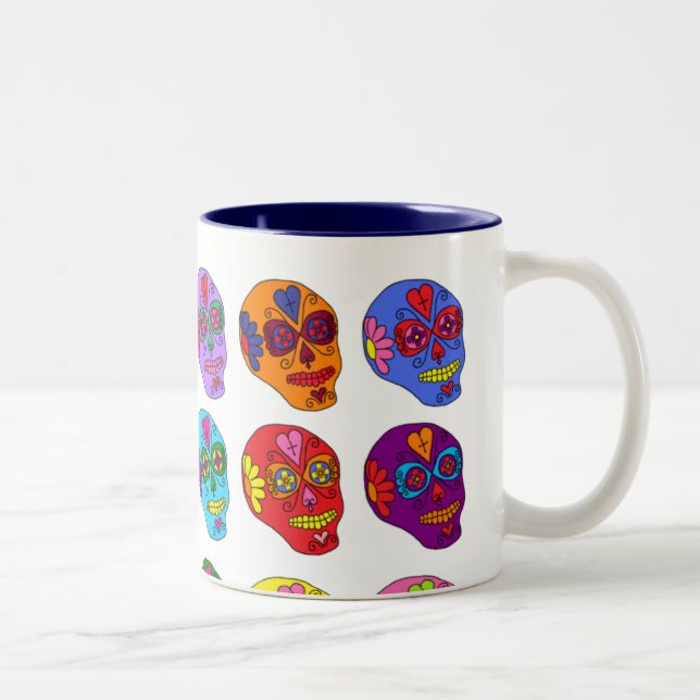 Caneca De Café Em Dois Tons Crânio de Açúcar Lucha Libre (Direita)