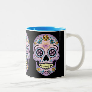 Caneca De Café Em Dois Tons Crânio de Açúcar Roxo