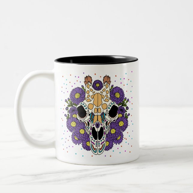 Caneca De Café Em Dois Tons Crânio de Aster e Girafa de setembro (Esquerda)