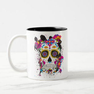 Caneca De Café Em Dois Tons Crânio de los muertos