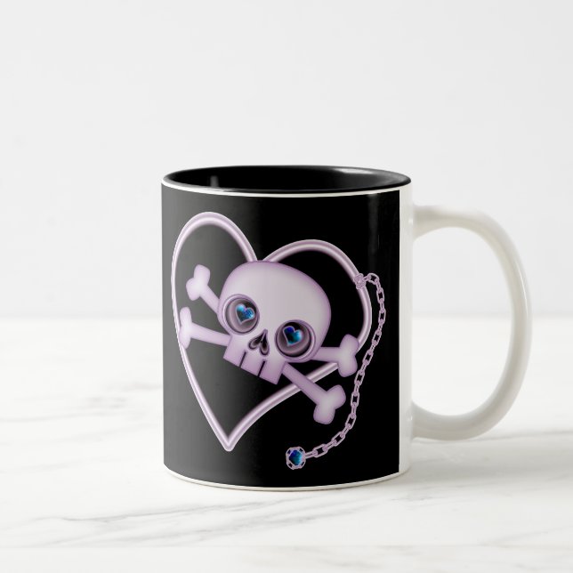 Caneca De Café Em Dois Tons Crânio de Neon Puro (Direita)