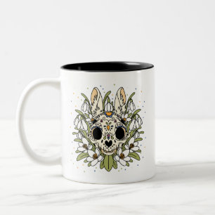 Caneca De Café Em Dois Tons Crânio de Neve e Coelho de janeiro