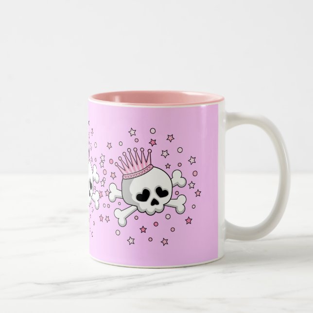 Caneca De Café Em Dois Tons Crânio de Princesa Bonita (Direita)
