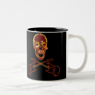 Caneca De Café Em Dois Tons Crânio do rock and roll