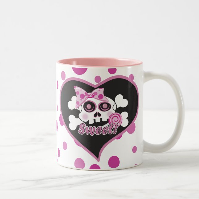 Caneca De Café Em Dois Tons Crânio doce (Direita)