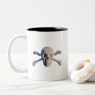Caneca De Café Em Dois Tons Crânio e ossos cruzados