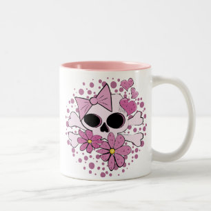 Caneca De Café Em Dois Tons Crânio feminino do punk