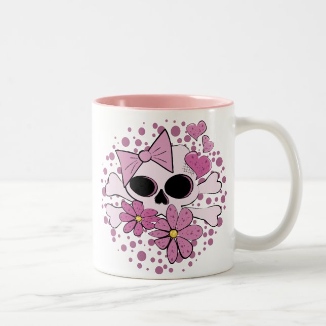 Caneca De Café Em Dois Tons Crânio feminino do punk (Direita)