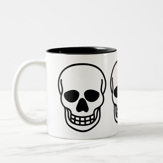 Caneca De Café Em Dois Tons Crânio Gótico (Esquerda)