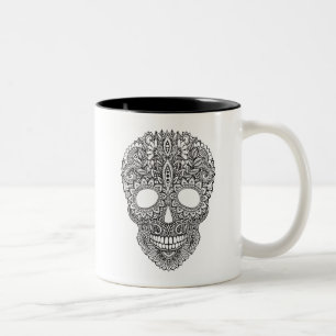Caneca De Café Em Dois Tons Crânio humano inspirado