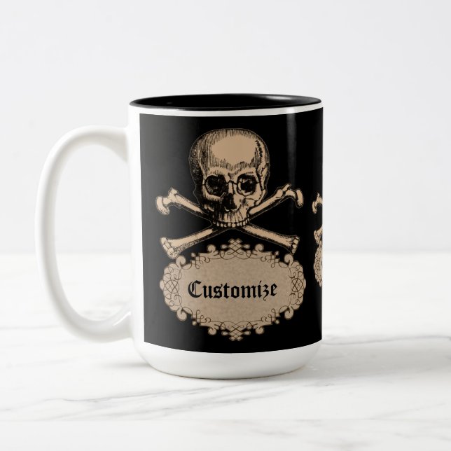 Caneca De Café Em Dois Tons Crânio personalizado & Crossbones (Esquerda)