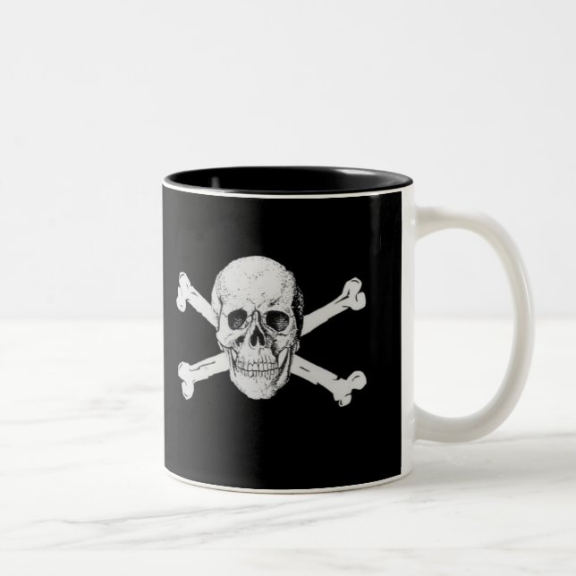 Caneca De Café Em Dois Tons Crânio Pirata e Crossbones Mug (Direita)