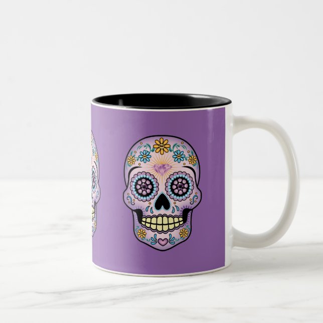 Caneca De Café Em Dois Tons Crânio roxo do açúcar (Direita)