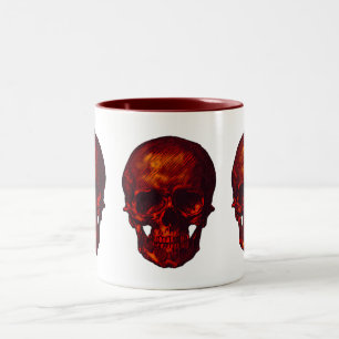 Caneca De Café Em Dois Tons Crânio Vermelho