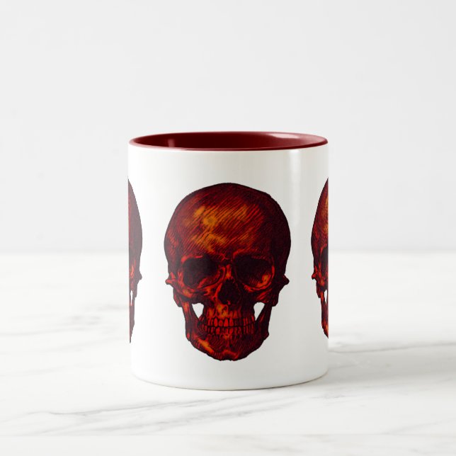 Caneca De Café Em Dois Tons Crânio Vermelho (Centro)