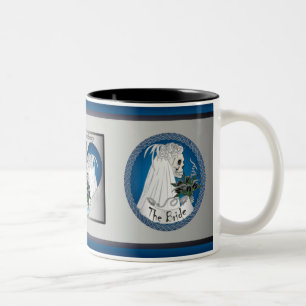 Caneca De Café Em Dois Tons Crânios azuis do casamento