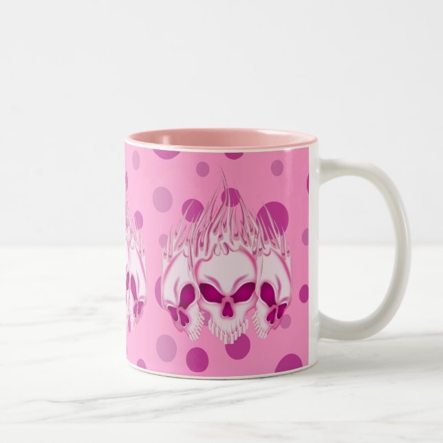 Caneca De Café Em Dois Tons Crânios cor-de-rosa (Direita)