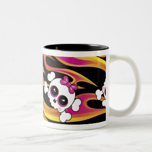 Caneca De Café Em Dois Tons Crânios de Flaming Bonitos
