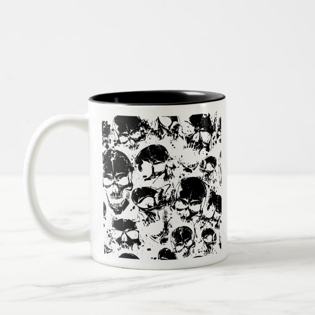 Caneca De Café Em Dois Tons crânios de moagem impressão (Esquerda)