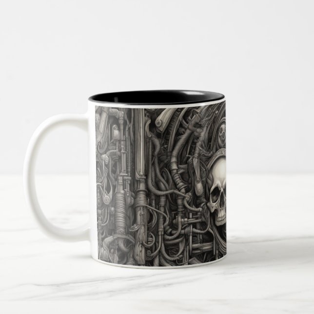 Caneca De Café Em Dois Tons crânios do Techno 001 (Esquerda)