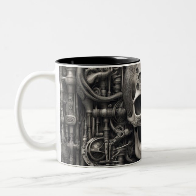 Caneca De Café Em Dois Tons crânios do Techno 027 (Esquerda)