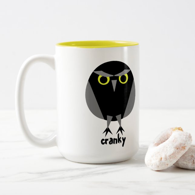 Caneca De Café Em Dois Tons Cranky Mug (2 Lados) (Com Donut)