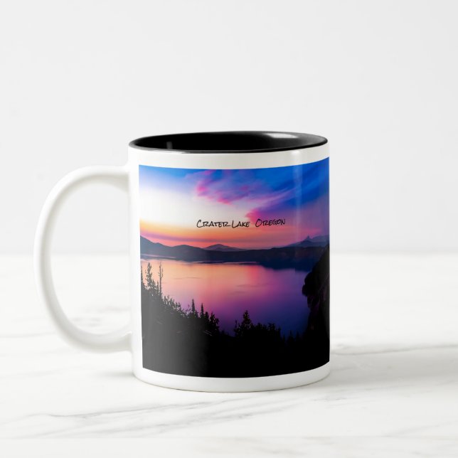 Caneca De Café Em Dois Tons Crater Lake National Park Oregon Sunset (Esquerda)
