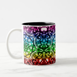 Caneca De Café Em Dois Tons Cravata Tie Dye Mandala Arco-íris Estrela