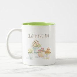 Caneca De Café Em Dois Tons Crazy Plant Lady Watercolor Mug