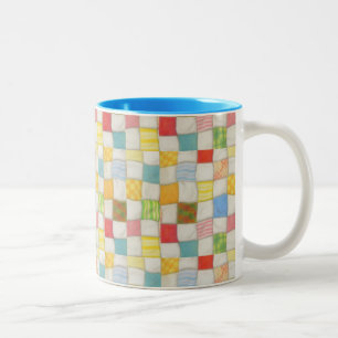 Caneca De Café Em Dois Tons CRAZY QUILT Blue Mug de dois tons
