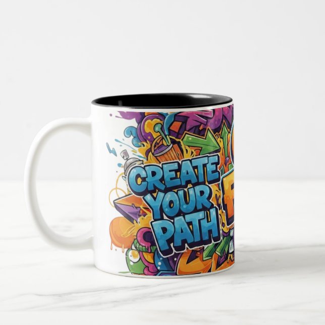 Caneca De Café Em Dois Tons ​"Create Your Path" Graffiti Mug (Esquerda)