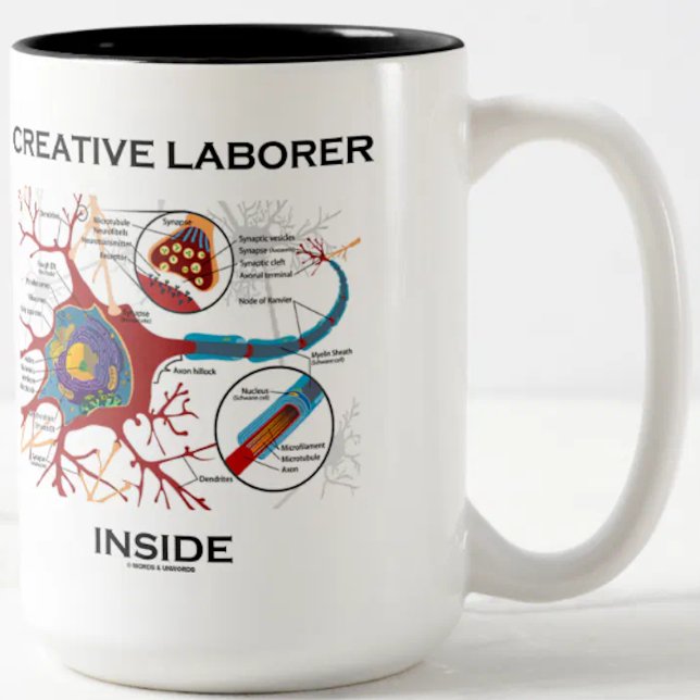 Caneca De Café Em Dois Tons Creative Laborer Dentro (Neuron/Synapse) (Are you a creative person? Here's a mug featuring a neuron/synapse for the creative laborer!)