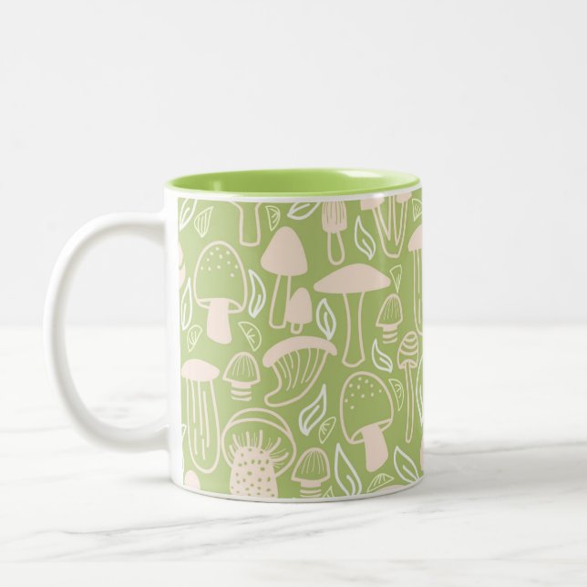 Caneca De Café Em Dois Tons Creme Verde Mushroom (Esquerda)