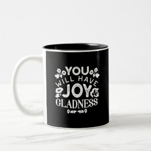 Caneca De Café Em Dois Tons Crença e Felicidade – Citações de Alegria e Conten