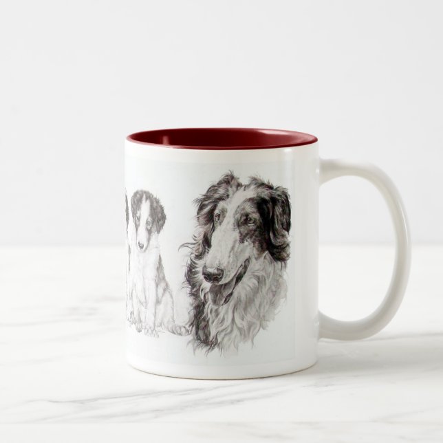 Caneca De Café Em Dois Tons Crescendo Borzoi (Direita)