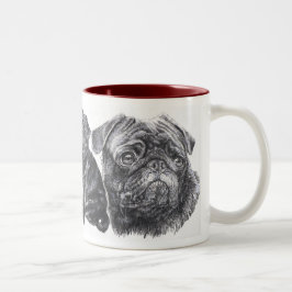 Caneca De Café Em Dois Tons Crescendo Pug Preto