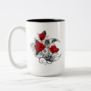 Caneca De Café Em Dois Tons Crescente Mecânico com Rosas vermelhas