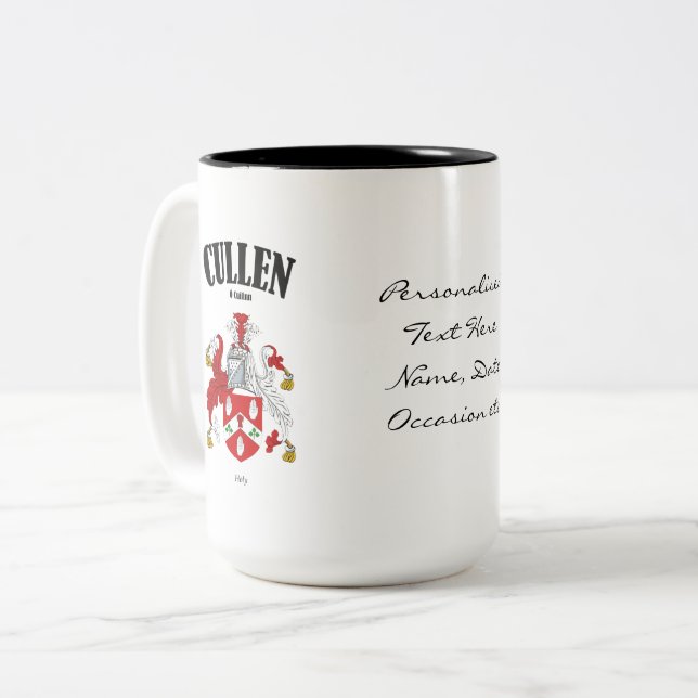 Caneca De Café Em Dois Tons Crest Familiares Cullen, Tradução e Significado (Frente Esquerda)