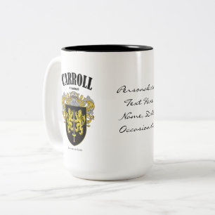 Caneca De Café Em Dois Tons Crest, Tradução e Significado da Família Carroll