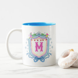 Caneca De Café Em Dois Tons Crestão de Monograma de Esqui Chic em Aquarela