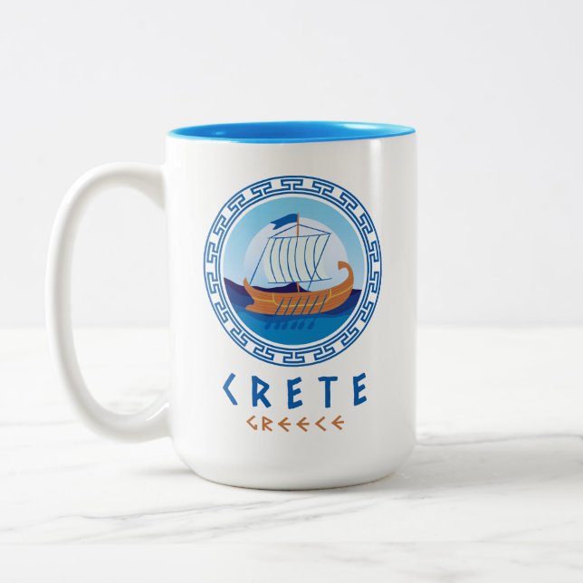 Caneca De Café Em Dois Tons Creta, Grécia de navio grego (Esquerda)