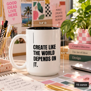 Caneca De Café Em Dois Tons Criadores de Arte Minimalista Tipografia Preta