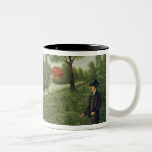 Caneca De Café Em Dois Tons Criança com gansos