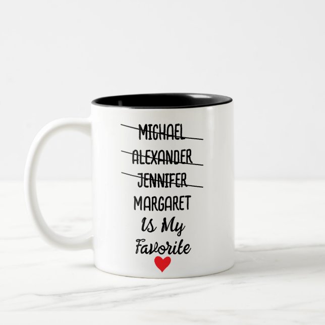 Caneca De Café Em Dois Tons Criança Favorita Engraçada Com 4 Nomes Personaliza (Esquerda)