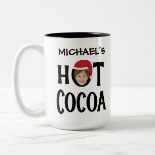 Caneca De Café Em Dois Tons Criança Personalizada Face & Name Hot Cocoa Natal
