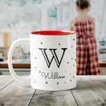 Caneca De Café Em Dois Tons Crianças Bonitas Monograma Personalizado   Nome St<br><div class="desc">Monograma personalizado bonito e caneca de nome para crianças. Personalize com o seu pequeno começo e será cercado por estrelas e corações doces - será um favorito instantâneo. presente de excelente para Natal ou Aniversários.</div>