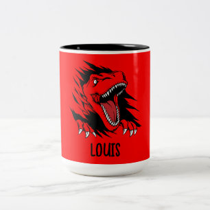 Caneca De Café Em Dois Tons Crianças dinossauros