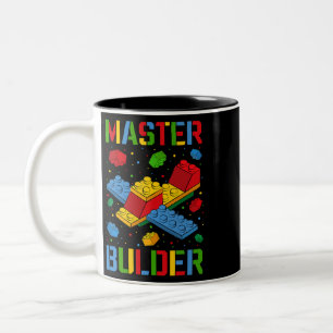 Caneca De Café Em Dois Tons Crianças do Master Builder Construindo blocos cons